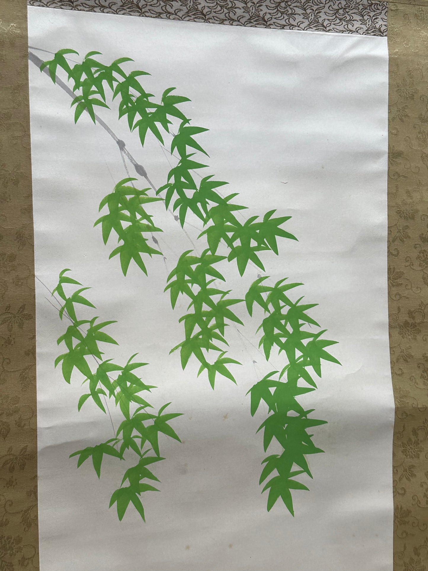 Japanese Scroll Hand Painted Mid 1900’s Bamboo & Goldfish
