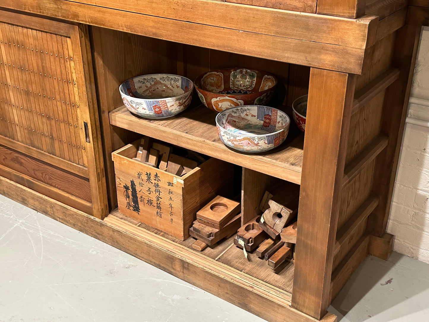 Antique Japanese Kitchen Tansu Meiji Era c1890's Keyaki & Sugi Wood Tansu Chest 6'