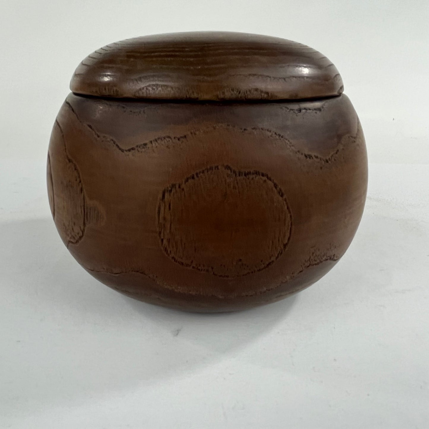 Vintage Round Wooden Lidded Box Bowls 5”