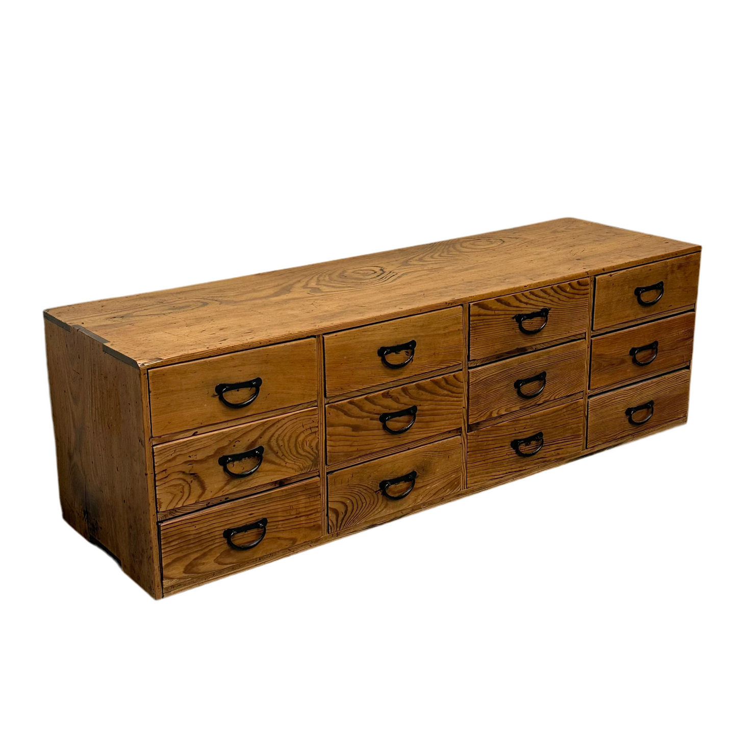 Antique Japanese 12 Drawer Merchant Tansu Meiji Era c1910’s Sugi Wood 46"