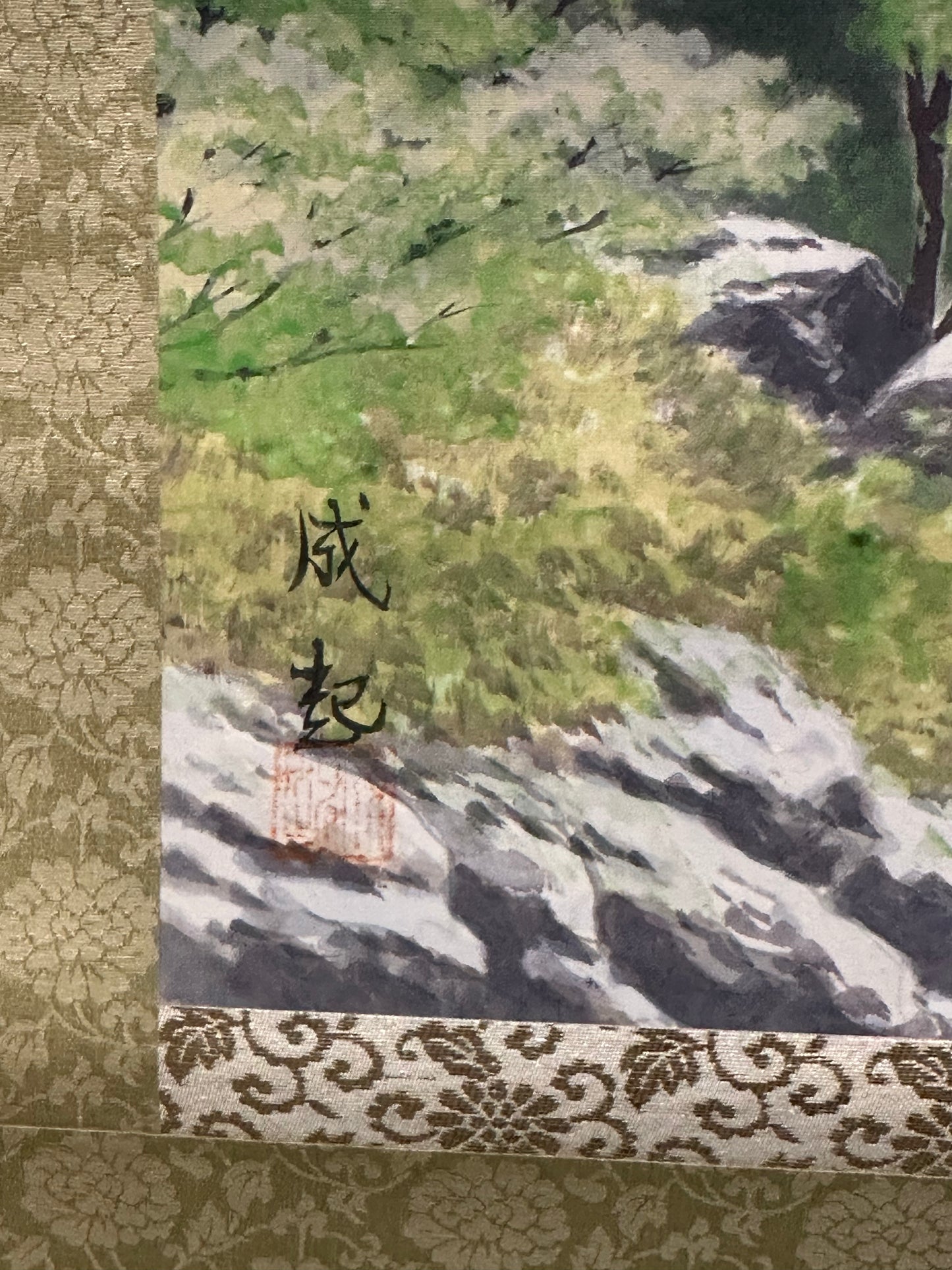 Japanese Scroll Hand Painted Mid 1900’s Mountain Stream