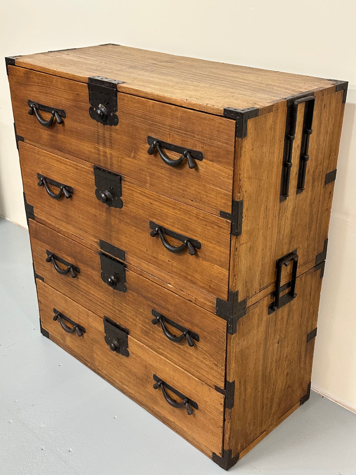 Antique Japanese Clothing Tansu Meiji Era c1880’s Kiri Wood 40.5"H