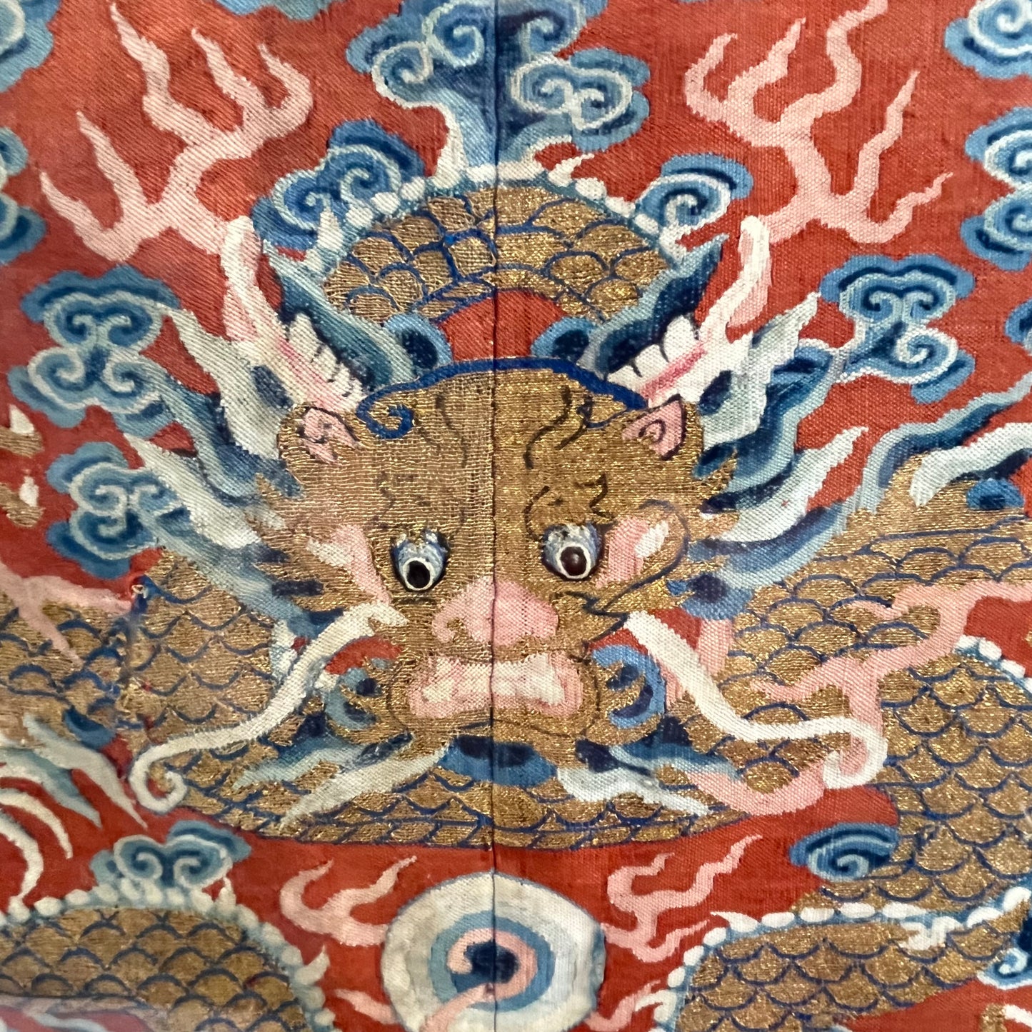 Framed Chinese Silk Wedding Emboidery Roundel (c.1900) 22"