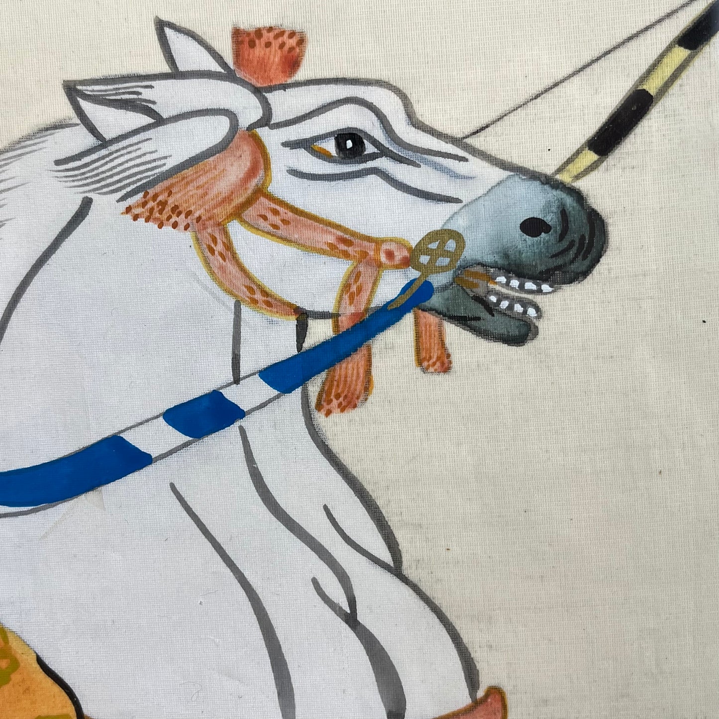 Framed Painting of Kamakura Era Samurai On Horseback 17"