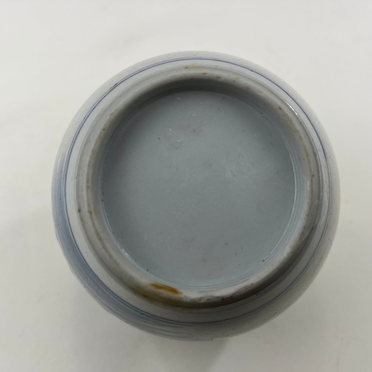 Antique Chinese Qing 19th Blue & White Ginger Jar Hand Painted Peony 6"