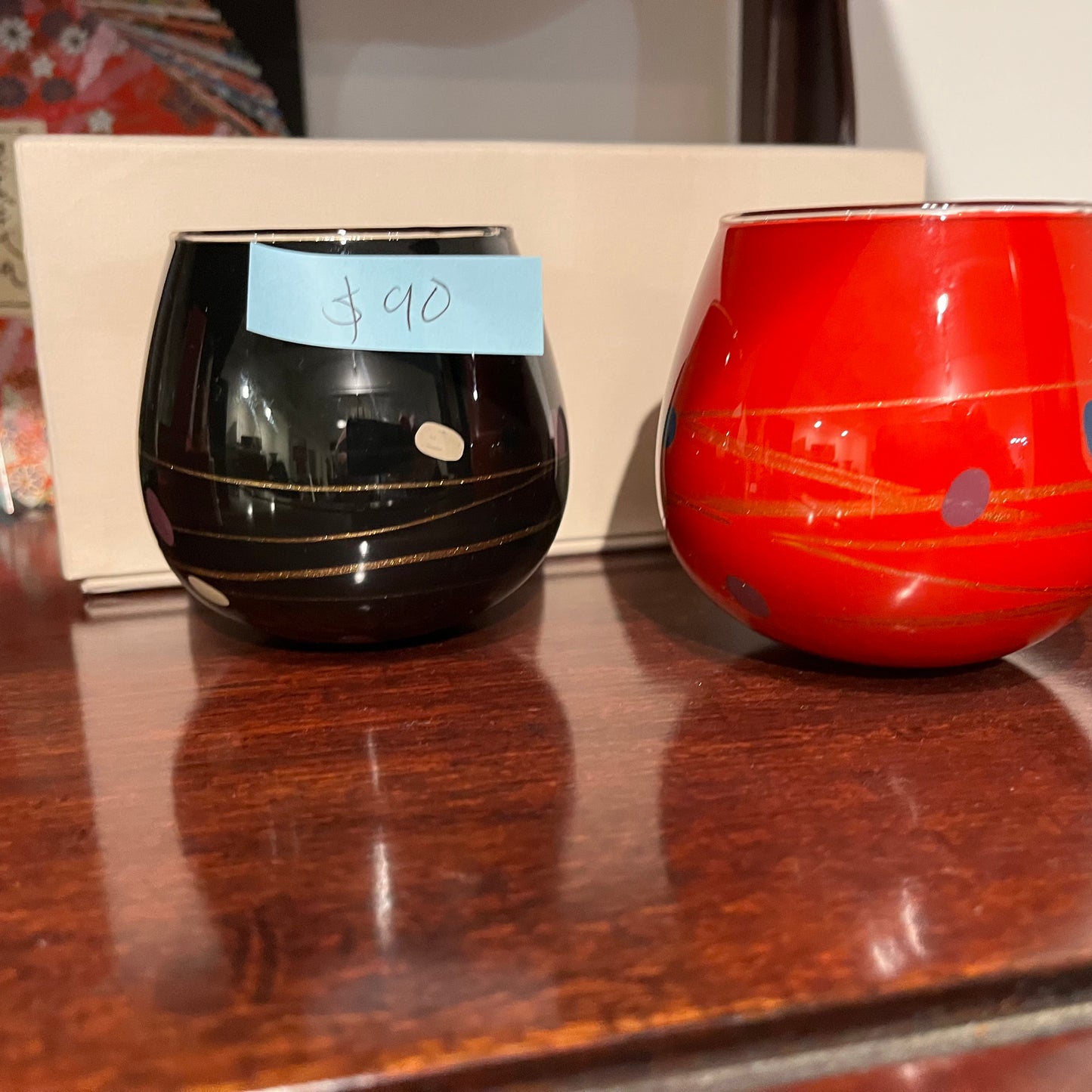 Pair of Japanese wine glasses