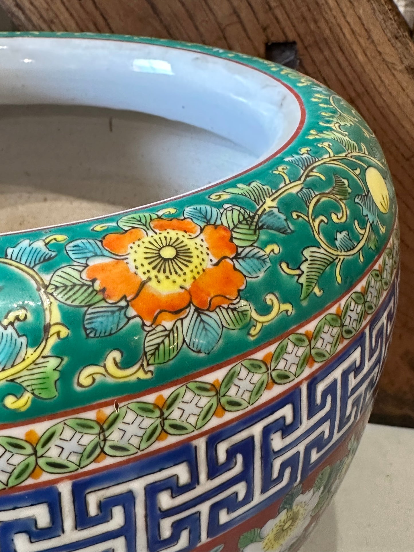 Japanese Hibachi Signed & Dated 1939 Ceramic Imari Hibachi Brazier Pot Planter 11"