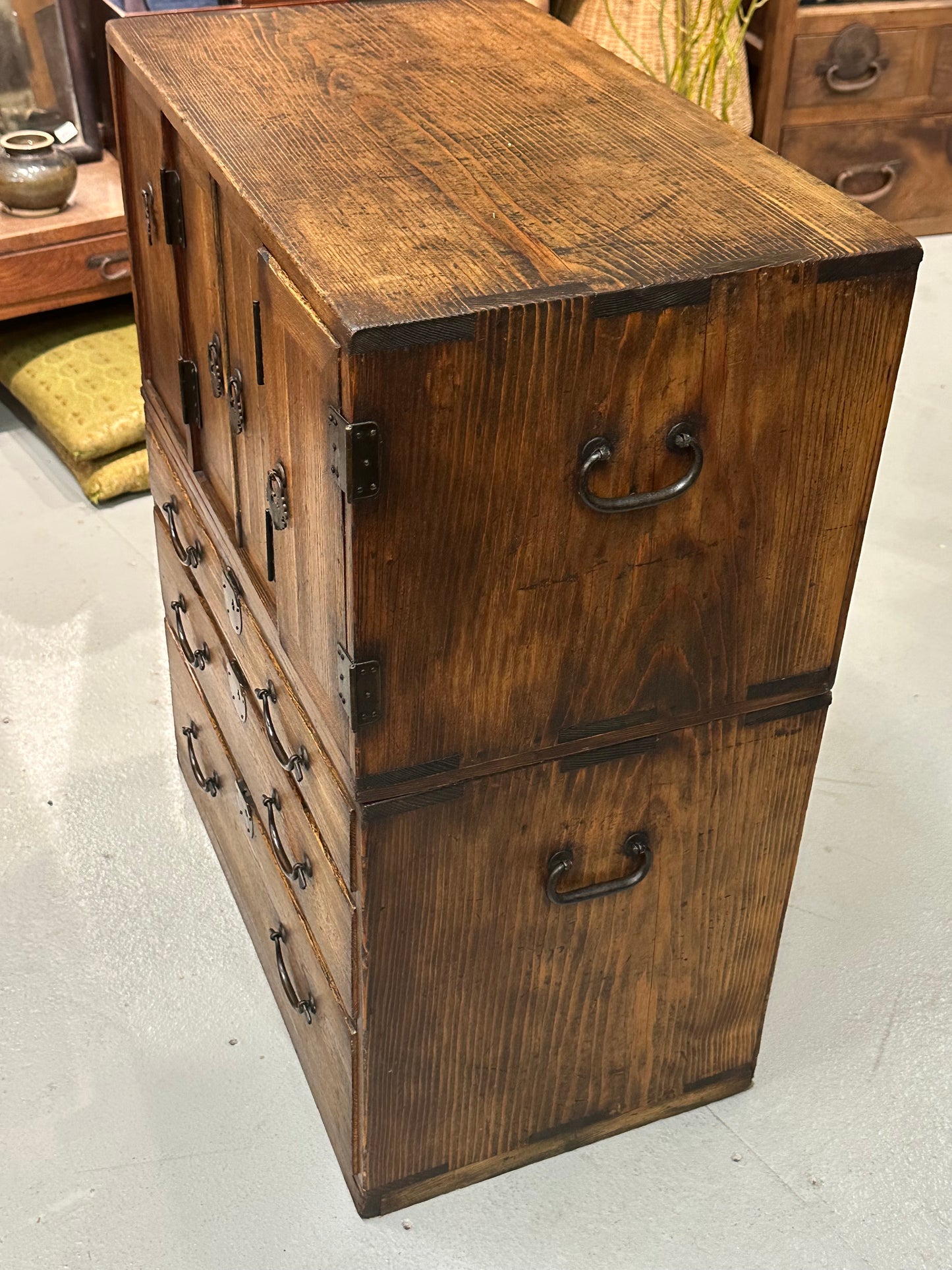 Antique Japanese Taisho Era (c1920’s) Kiri Kodansu Personal Tansu 6 Drawer 24"W