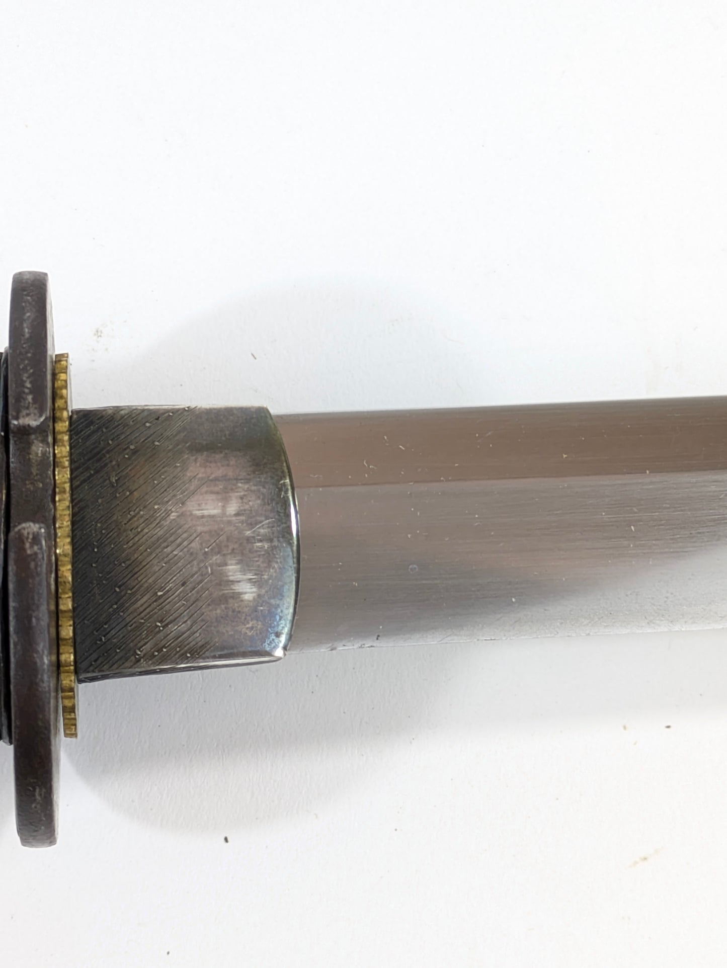 Antique Japanese Tanto – Edo Period – Deer and Pine Fittings, Arrowhead Tsuba, Black Lacquer Saya LS122