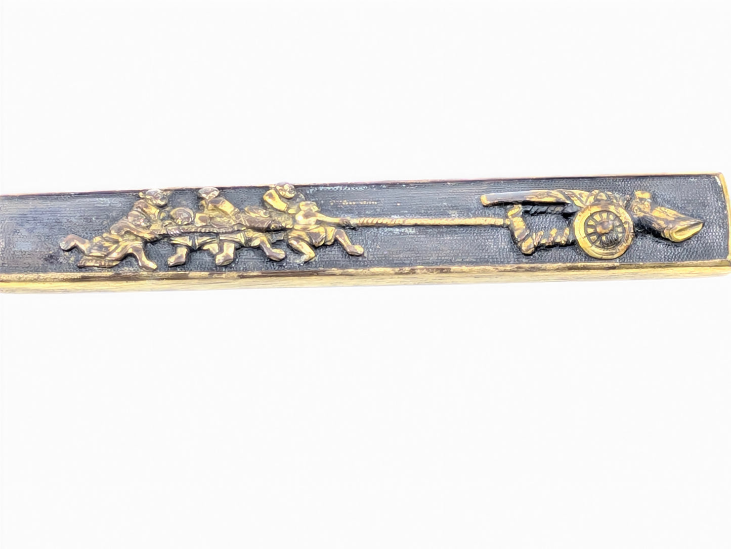 Fuchi-Kashira w/ Soldiers Pulling Cannon Japan Edo period (1603–1868) Copper Alloy w/ Gilt Details LS195