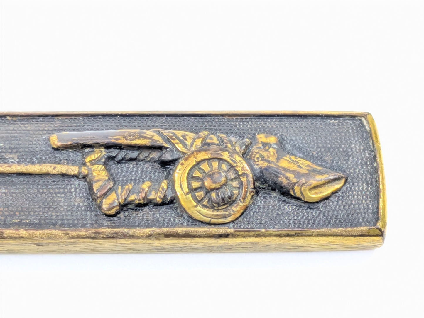Fuchi-Kashira w/ Soldiers Pulling Cannon Japan Edo period (1603–1868) Copper Alloy w/ Gilt Details LS195