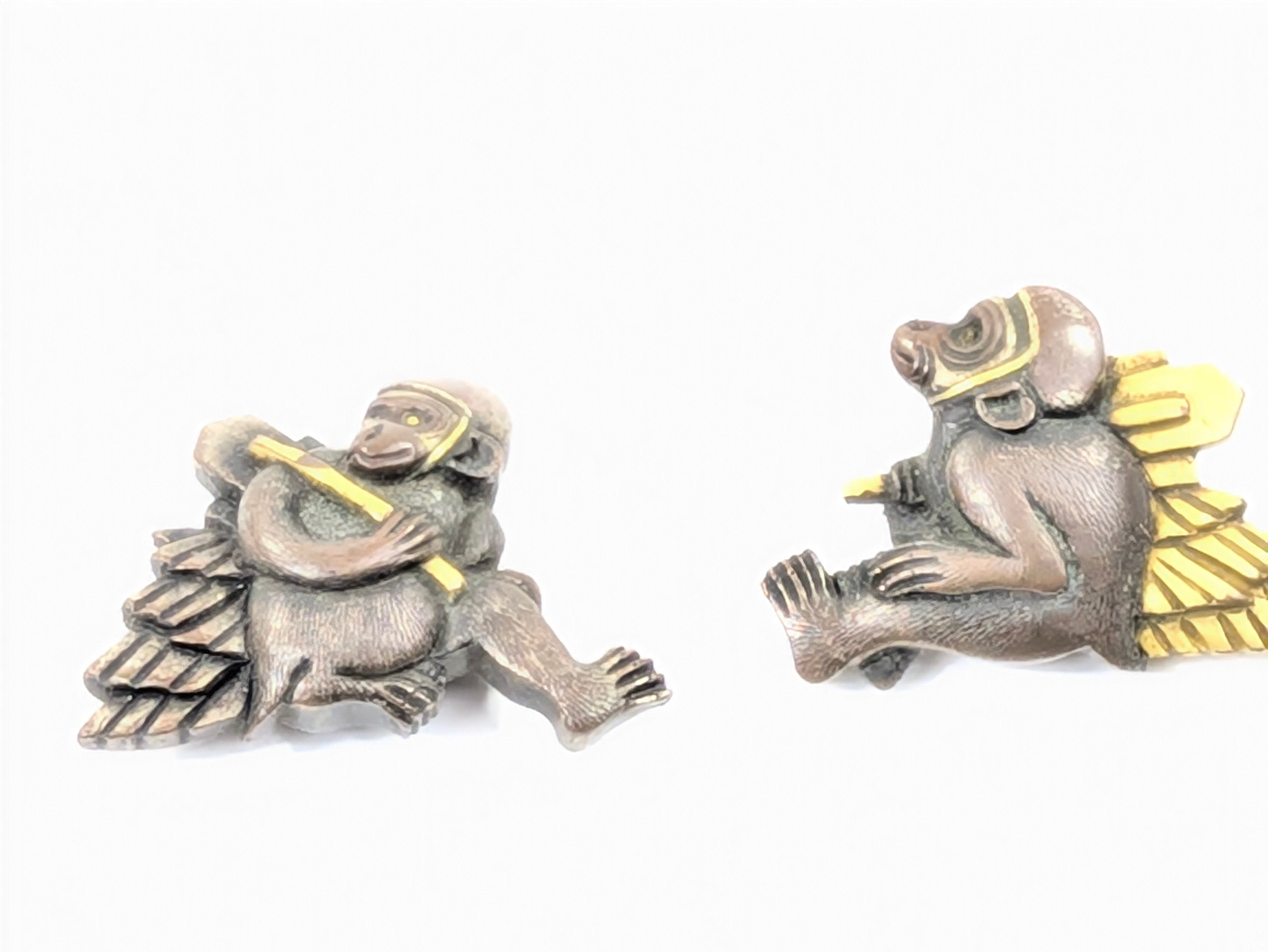 Menuki – Monkeys with Tools Japan, Edo period Copper alloy with