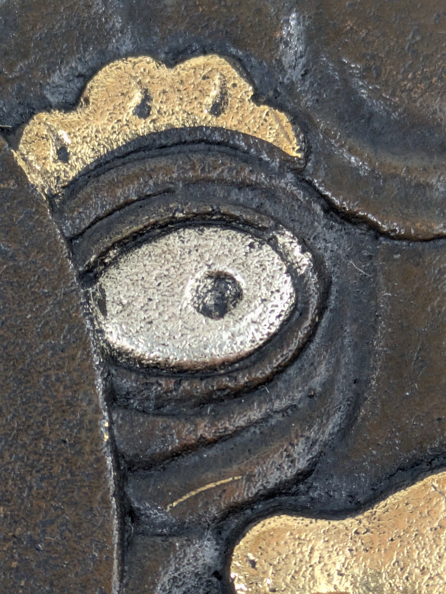 Decorative Tsuba Oni Mask Motif Japan, 20th (after Edo period) Cast iron gilt silvered details LS179