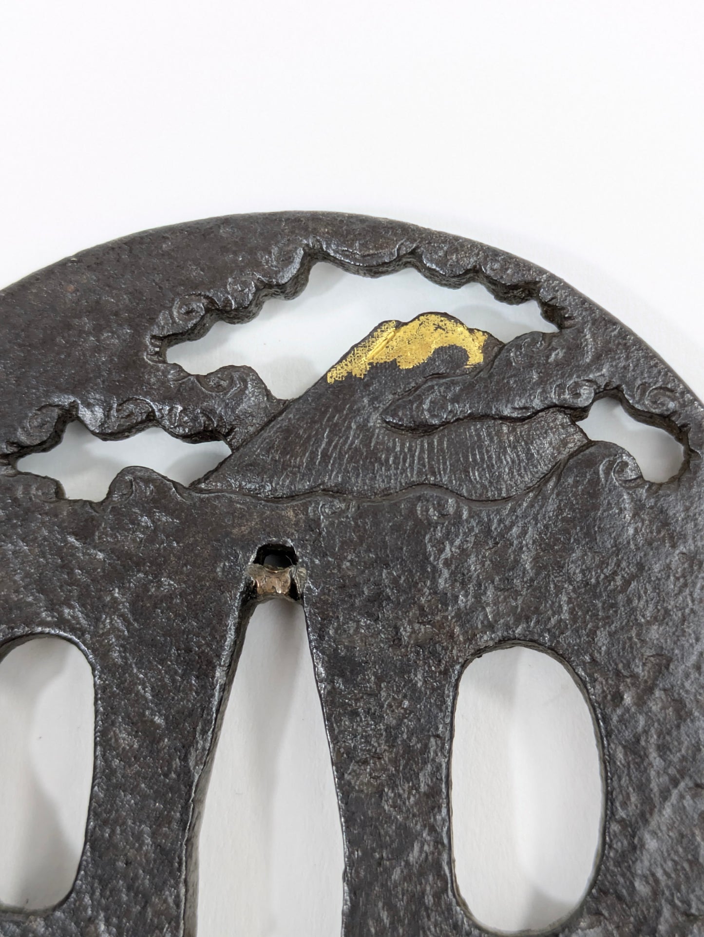 Iron Tsuba with Daimyō Procession and Fuji Japan Edo Period (18th century) Iron w/ Gold & Silver Nunome-Zōgan Inlay Guard Sword Katana