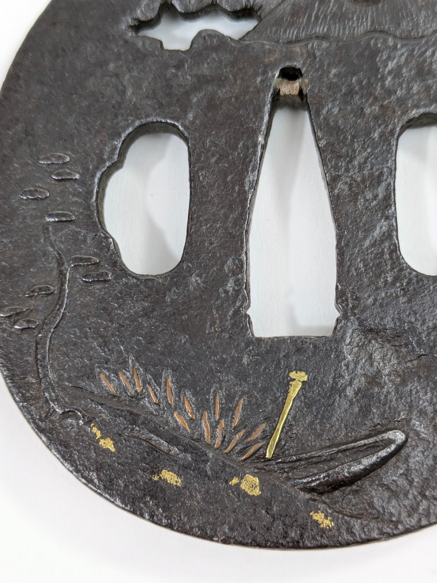 Iron Tsuba with Daimyō Procession and Fuji Japan Edo Period (18th century) Iron w/ Gold & Silver Nunome-Zōgan Inlay Guard Sword Katana