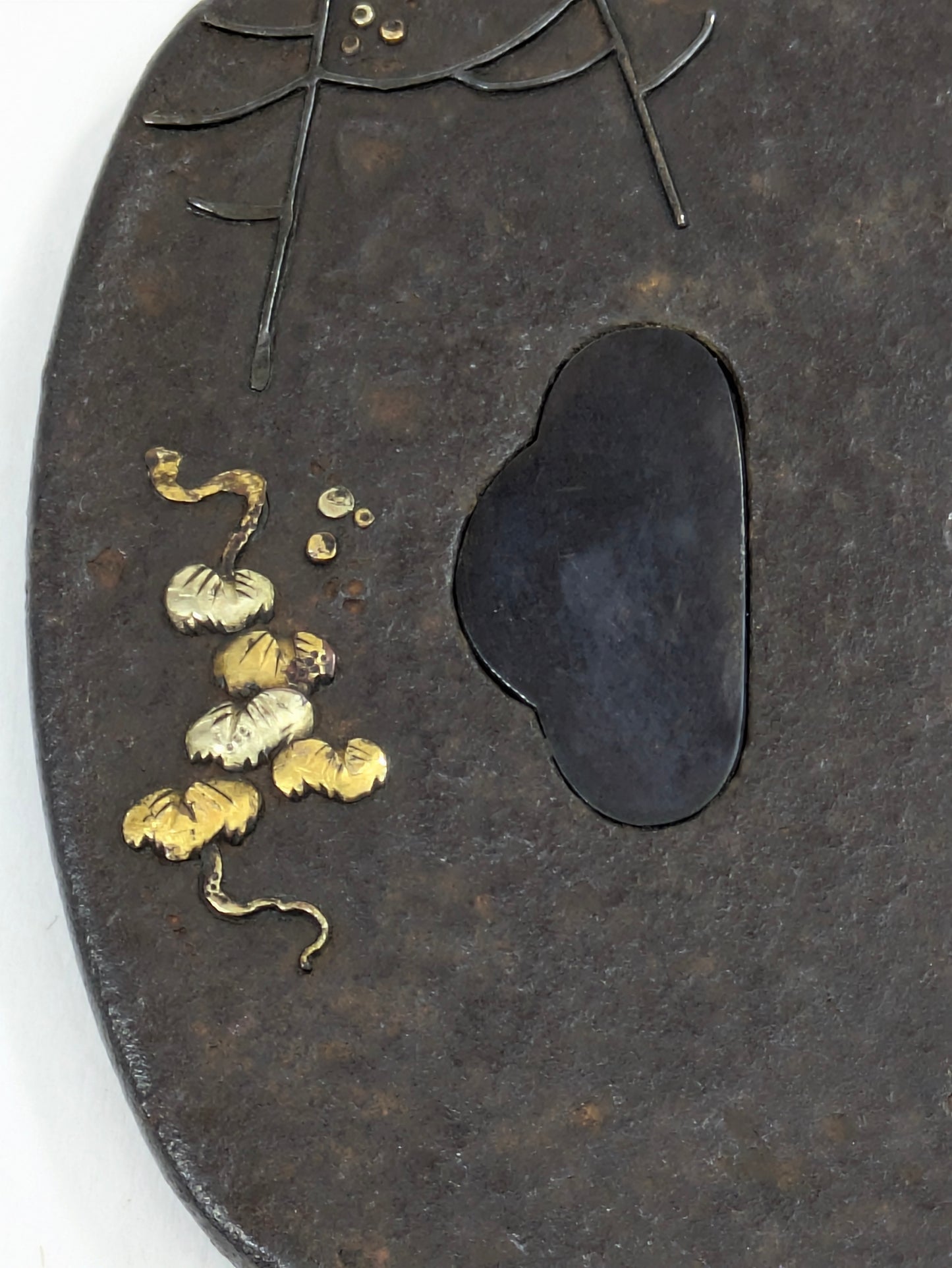 Antique Japanese Iron Tsuba – Spider, Dragonfly, and Ivy – Edo Period Samurai Sword Guard