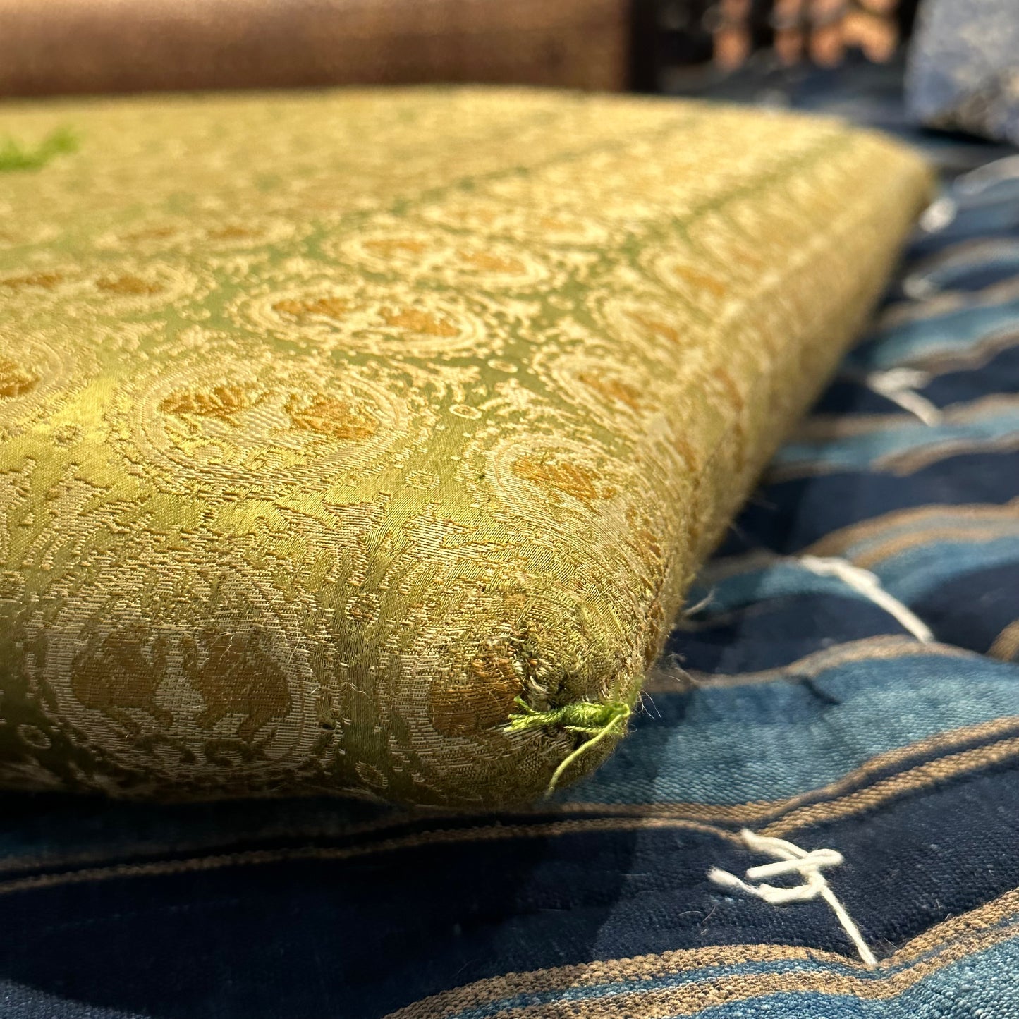 Vintage Japanese Zabuton Large Meditation Cushion Pillow Yellow