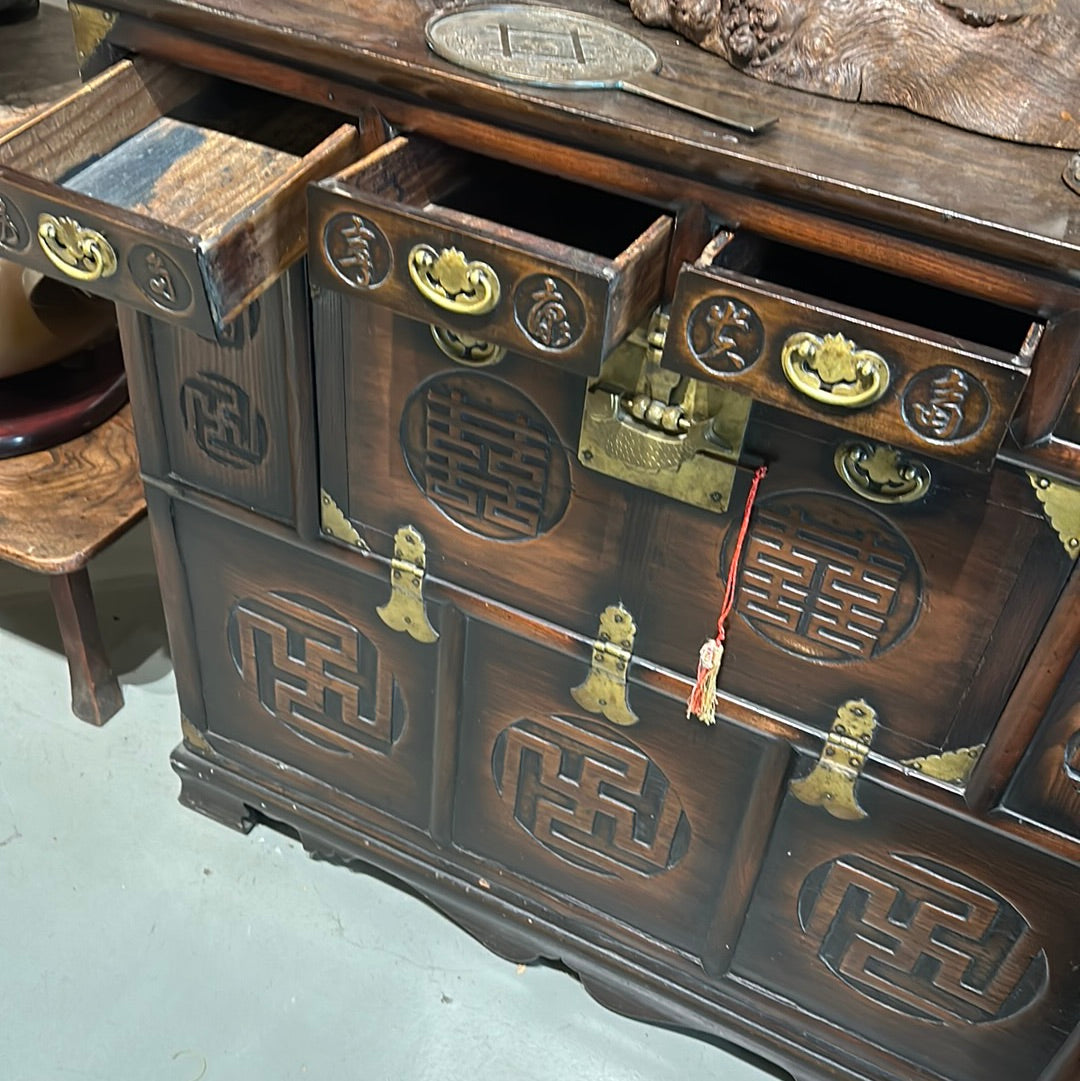 Antique Korean Morijang Large Front Door Chest Brass Locks & Hardware (LOCAL PICKUP ONLY)