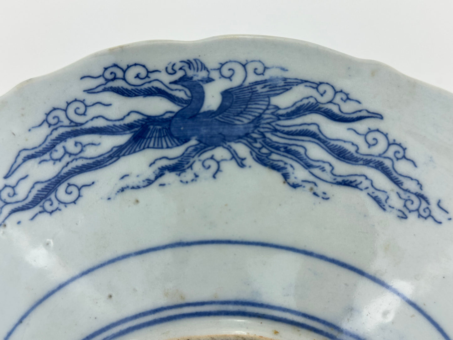 Antique Japanese 19th Century Imari Ceramic Plate Blue & White Flora & Fauna 10.5"