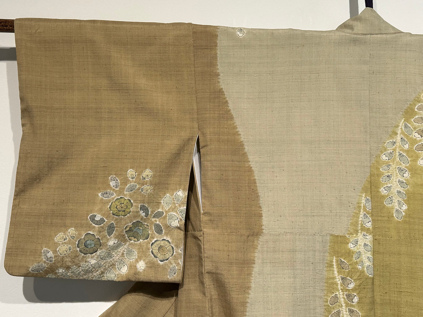 Japanese Tsumugi Silk Kimono Shibori Hand Woven
