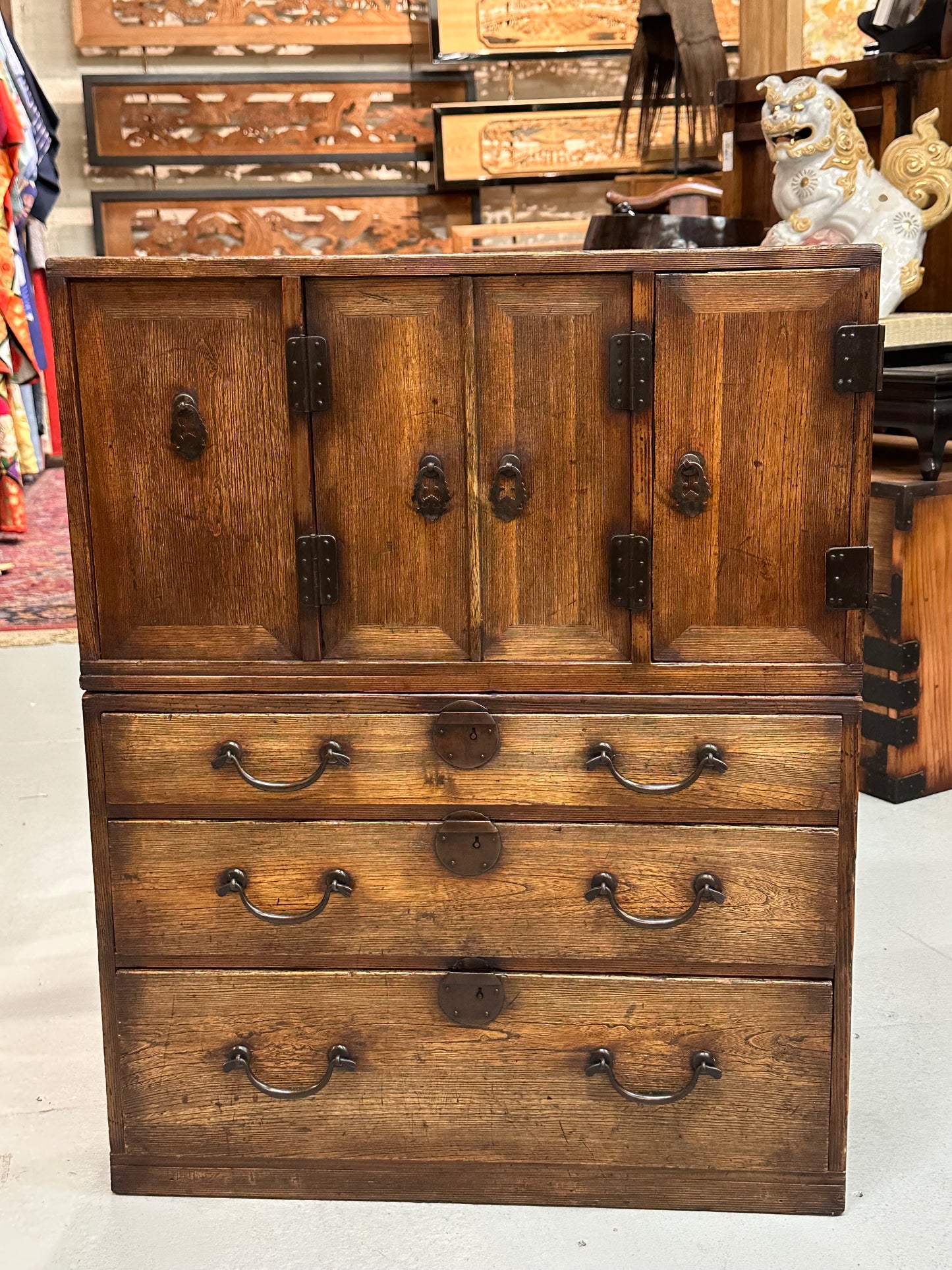 Antique Japanese Taisho Era (c1920’s) Kiri Kodansu Personal Tansu 6 Drawer 24"W