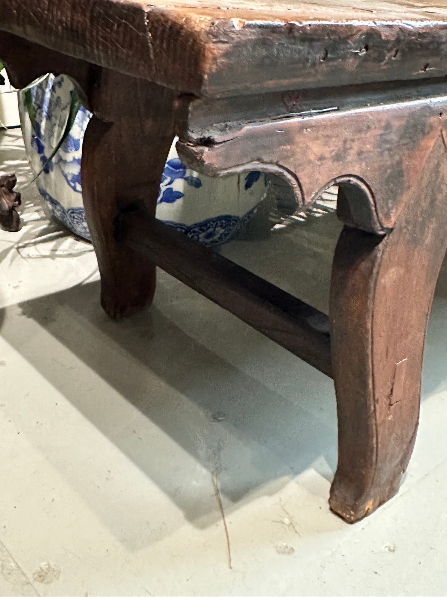 Antique Chinese 19th Century Farm House Bench 46"L