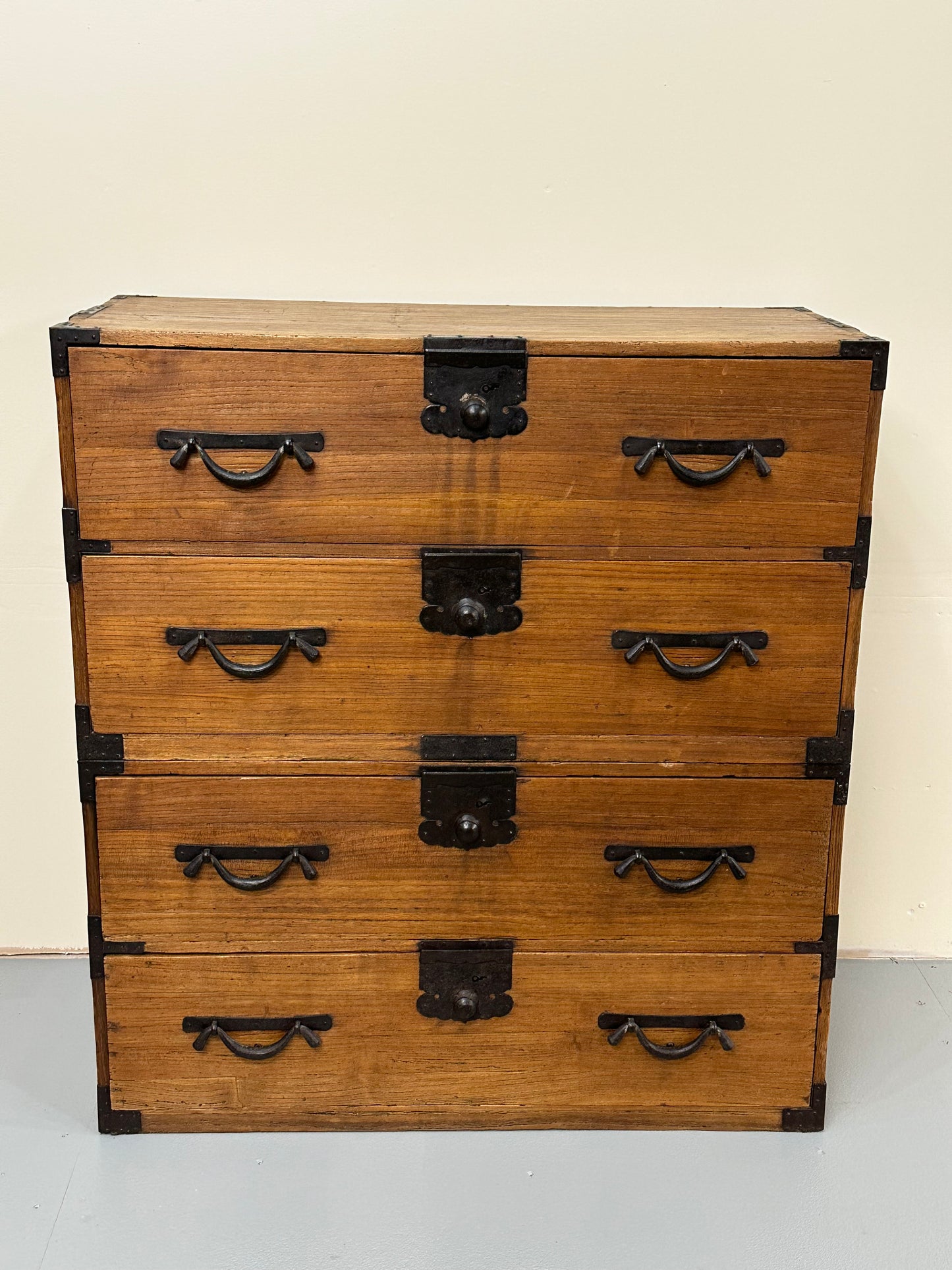 Antique Japanese Clothing Tansu Meiji Era c1880’s Kiri Wood 40.5"H