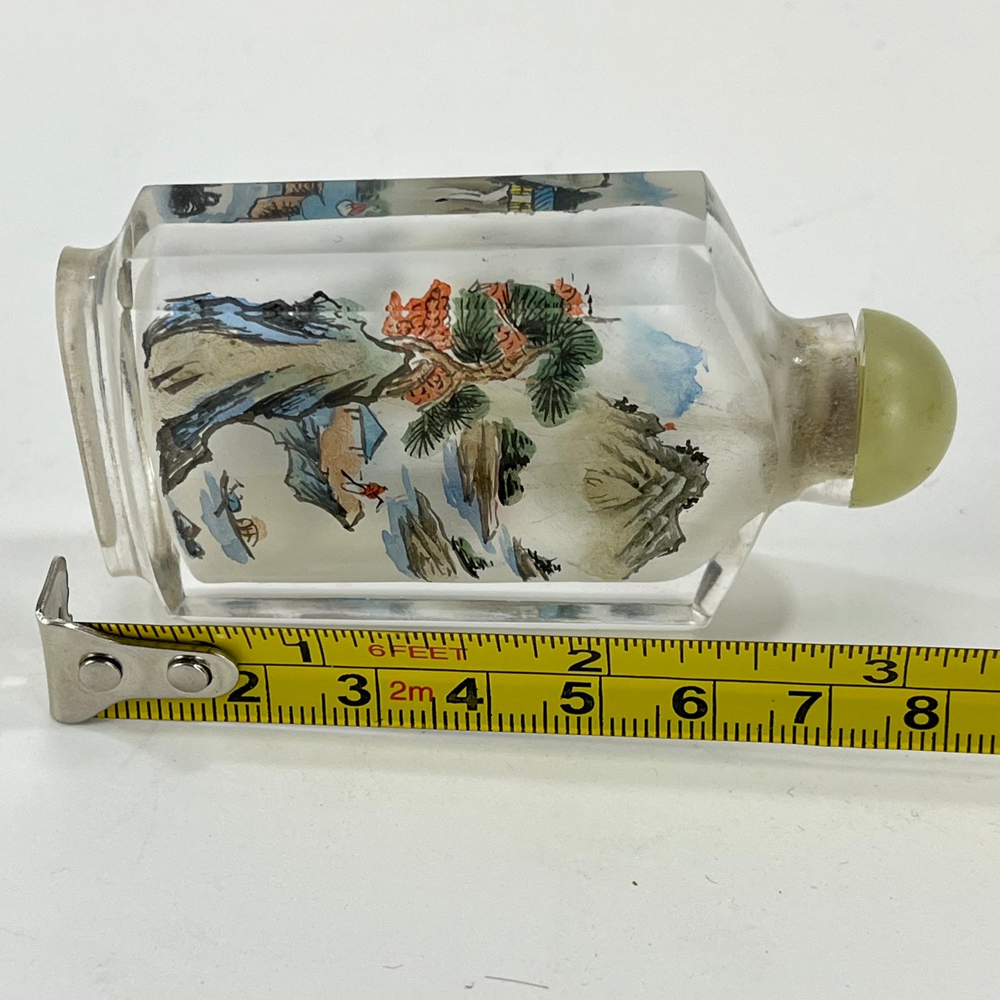 Vintage Chinese Snuff Bottle Reverse-Painted Landscape 4"