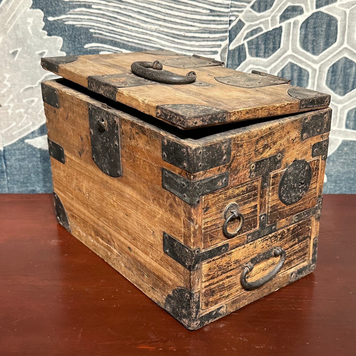Antique Japanese Meiji Era c1870's Kiri Wood Suzuribako Calligraphy Tansu Chest 11"