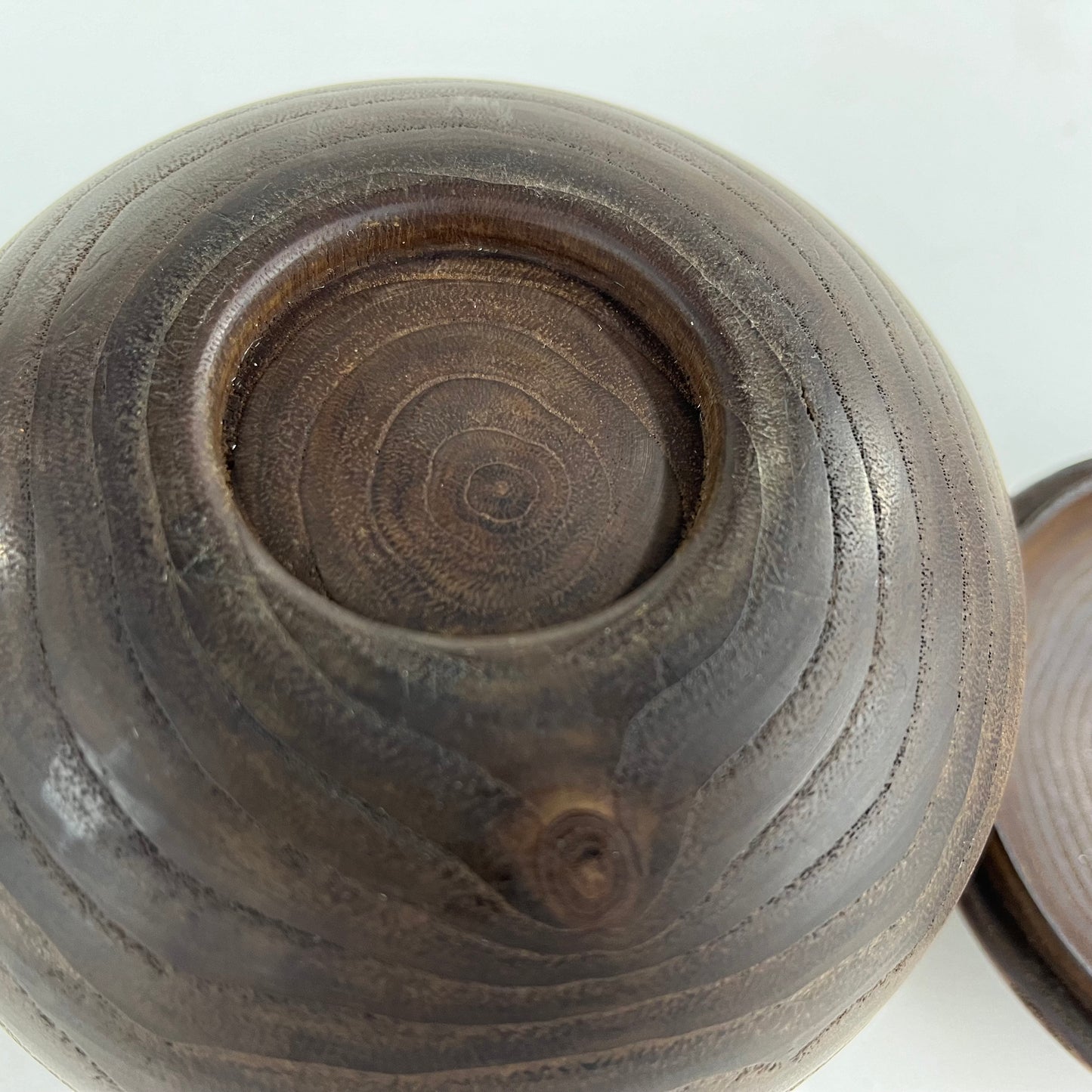 Vintage Round Wooden Lidded Box Bowls 5”