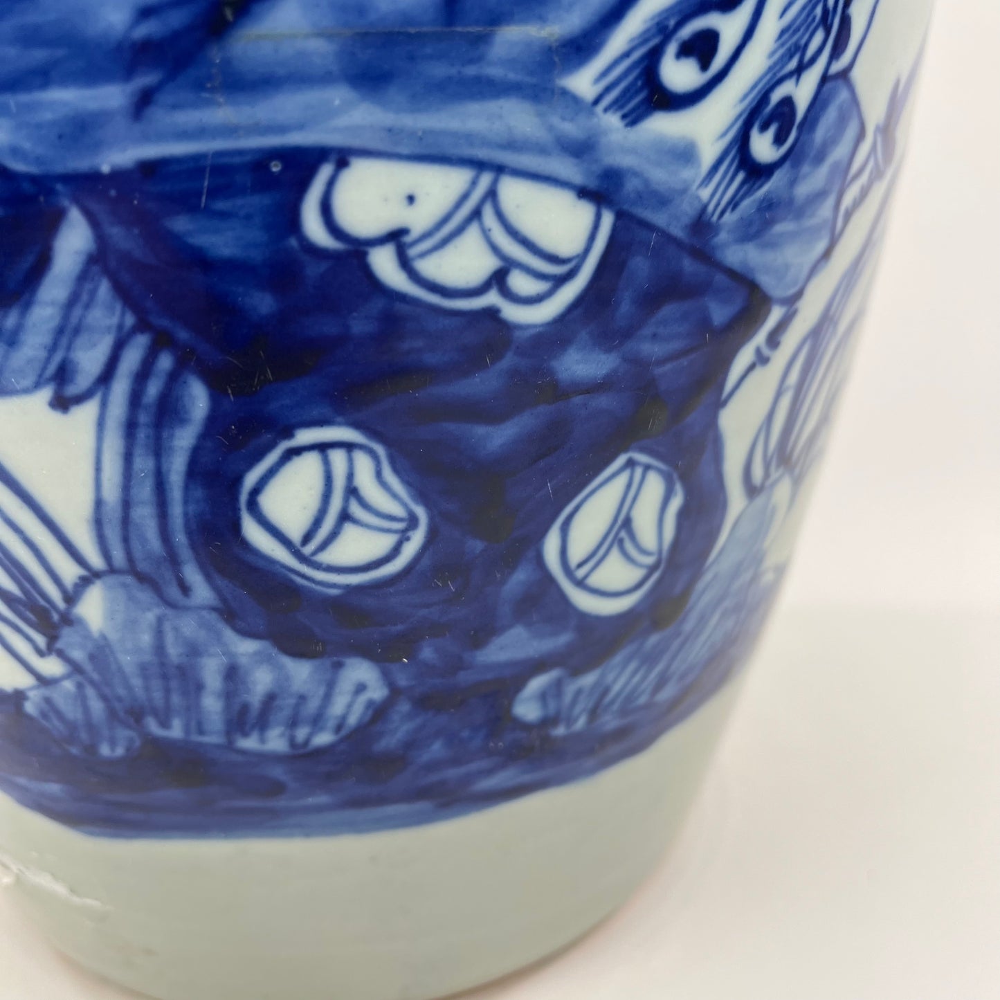 Antique Chinese Qing 19th Blue & White Ginger Jar Hand Painted Phoenix 11"