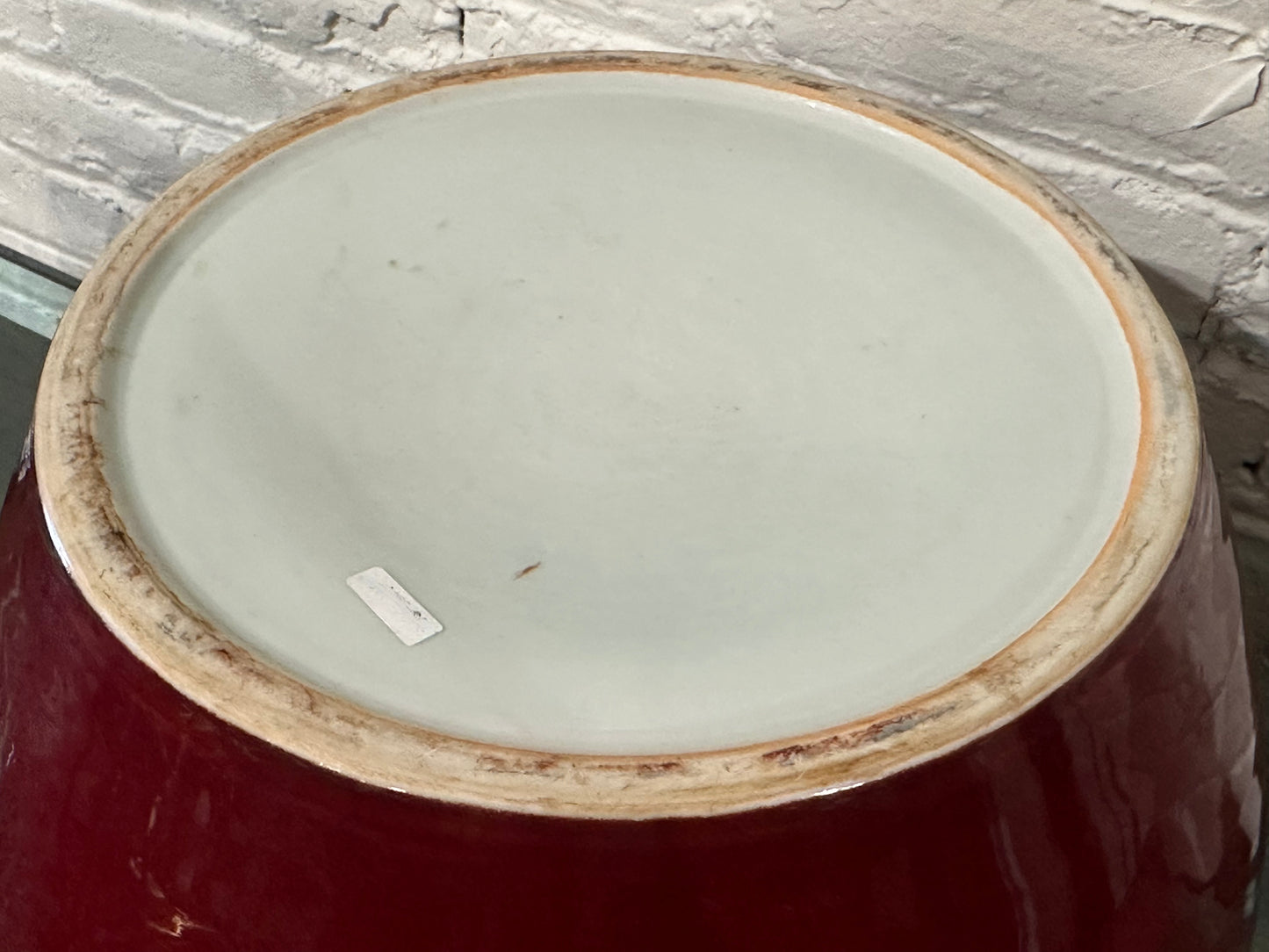 Vintage Japanese mid-late Showa c1960's Large Red Ceramic Hibachi 16”