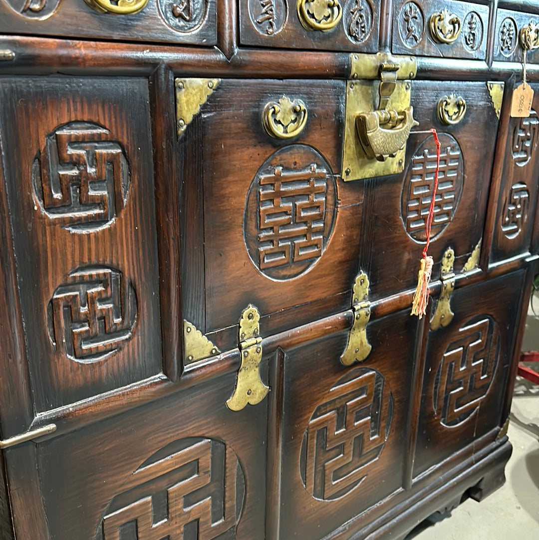 Antique Korean Morijang Large Front Door Chest Brass Locks & Hardware (LOCAL PICKUP ONLY)
