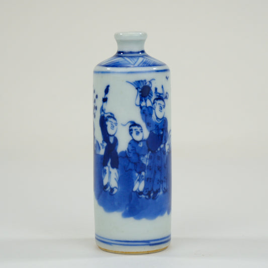 Vintage Chinese Porcelain Blue & White Snuff Bottle 3"