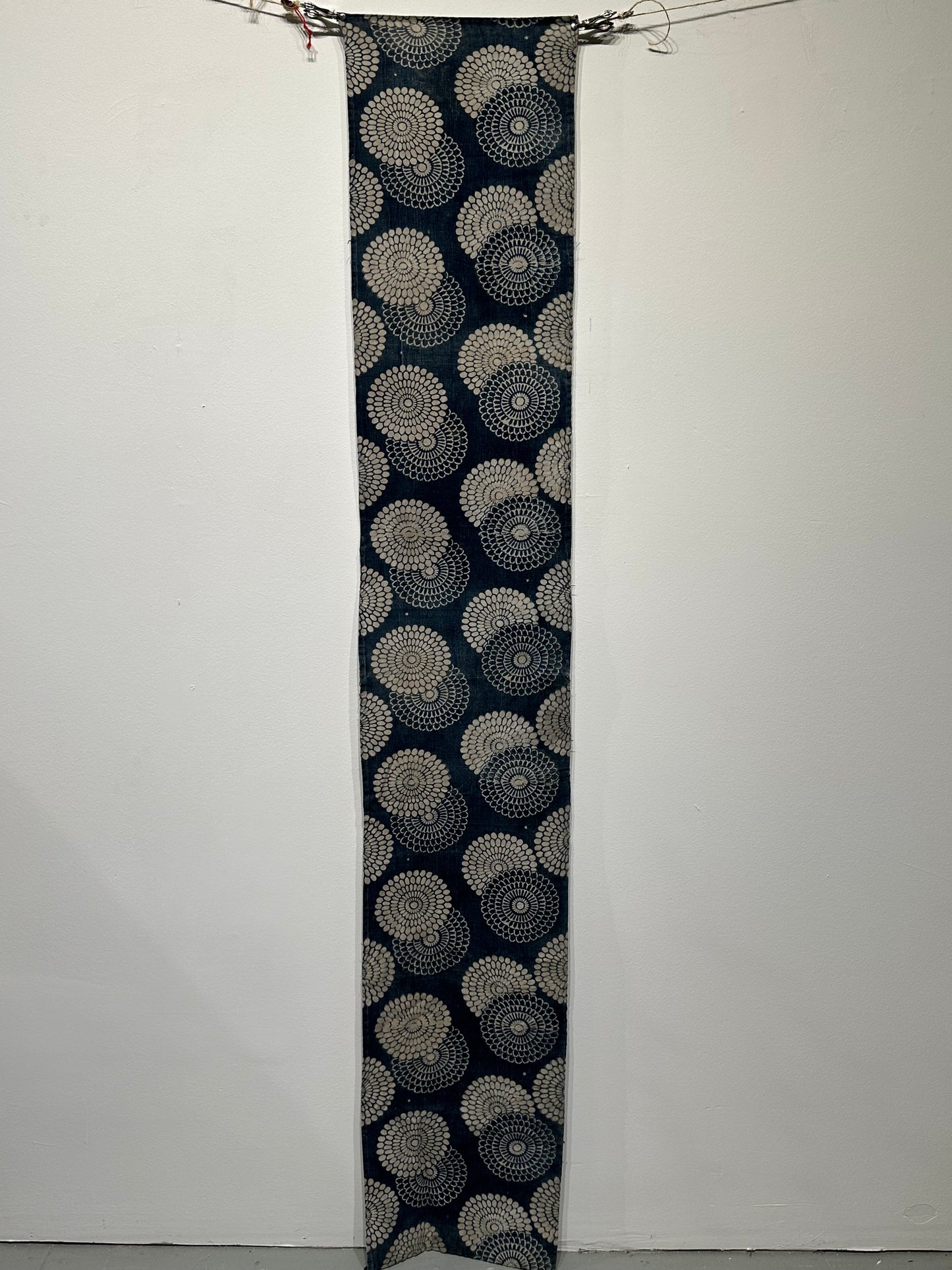 Antique Japanese 19th Century Textile - Katazome Indigo ~14"W Kiku