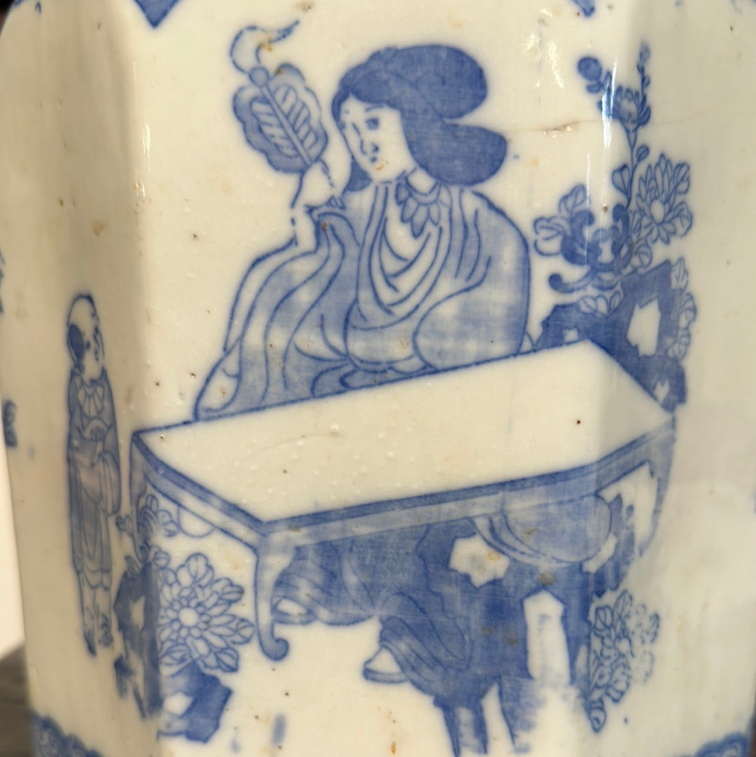 Antique Japanese Taisho Era c1910’sCeramic Hibachi Stencil 7.5”