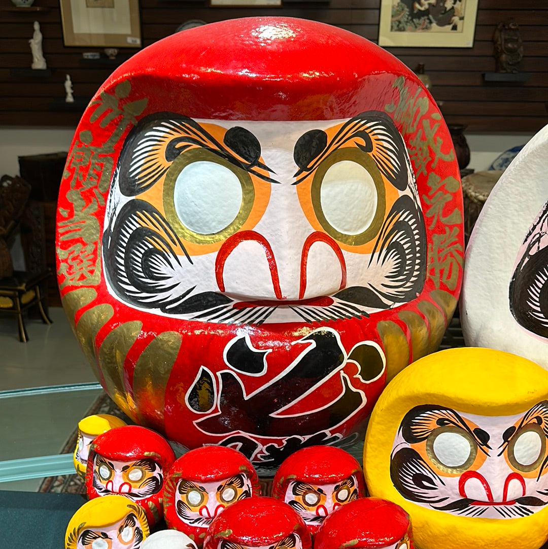 Japanese Traditional Papier-mâché Daruma Wishing Doll in Red 25”H