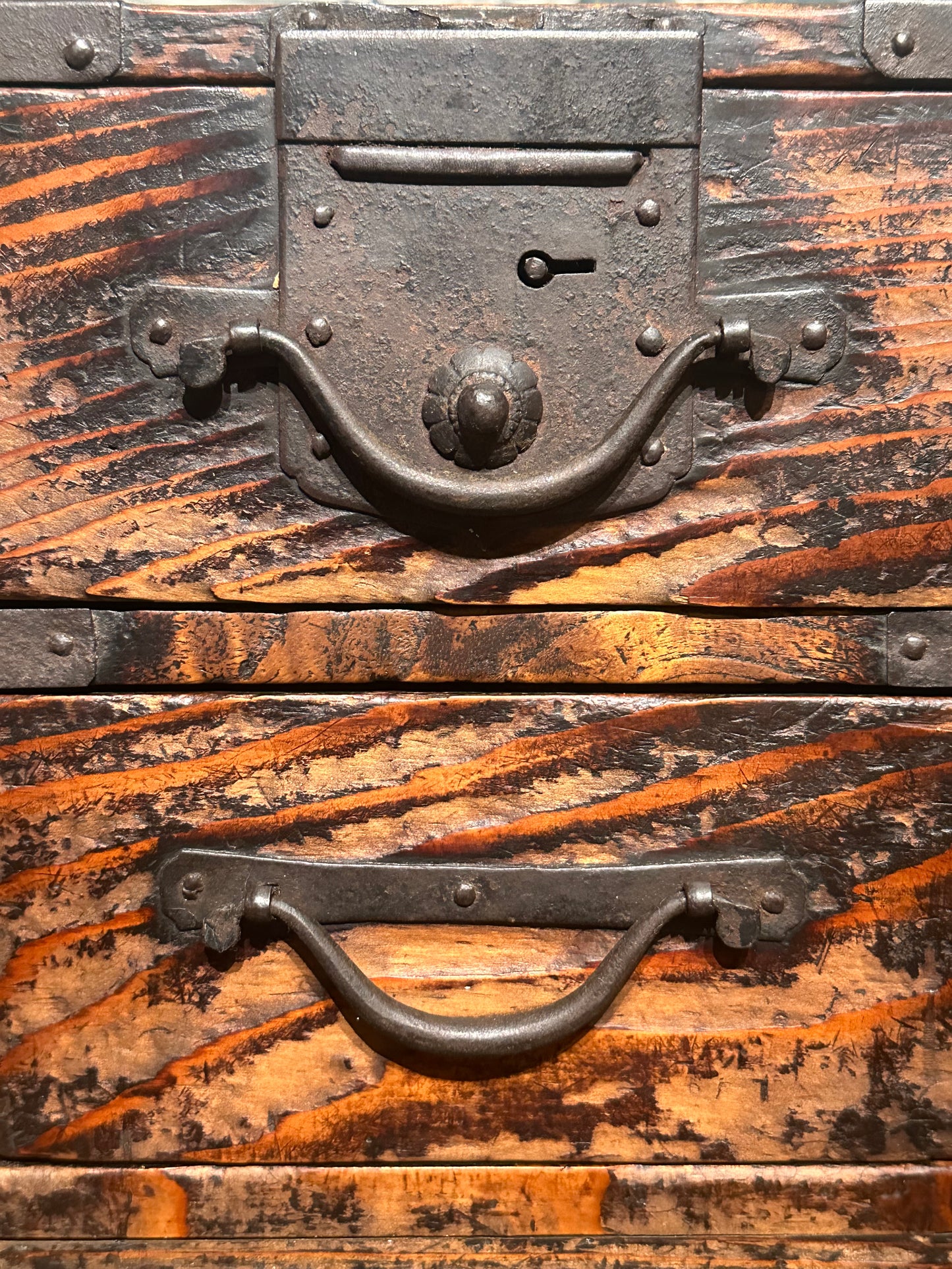 Antique Japanese Meiji c1881 Sugi Wood Suzuribako Ballot Box Tansu Chest 15”