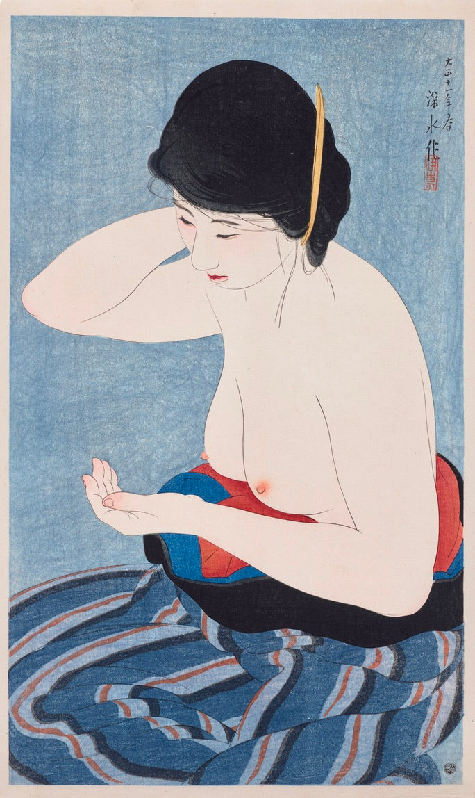 Contemporary Giclée Repro Print Ito Shinsui "Applying Powder" Bijin Taisho 1924 8"W