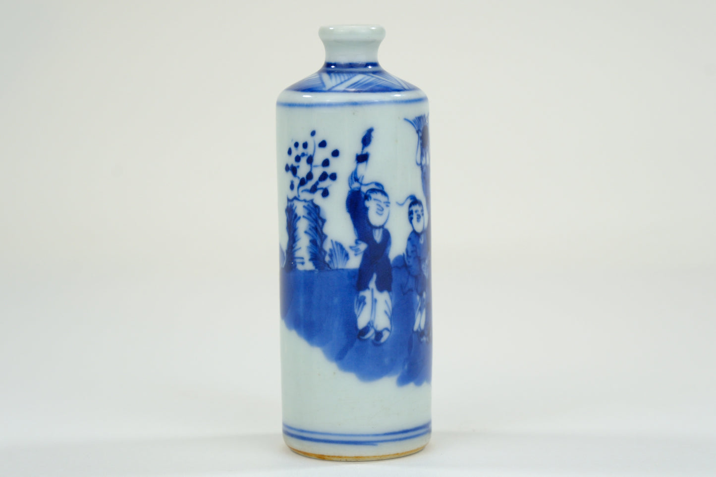 Vintage Chinese Porcelain Blue & White Snuff Bottle 3"