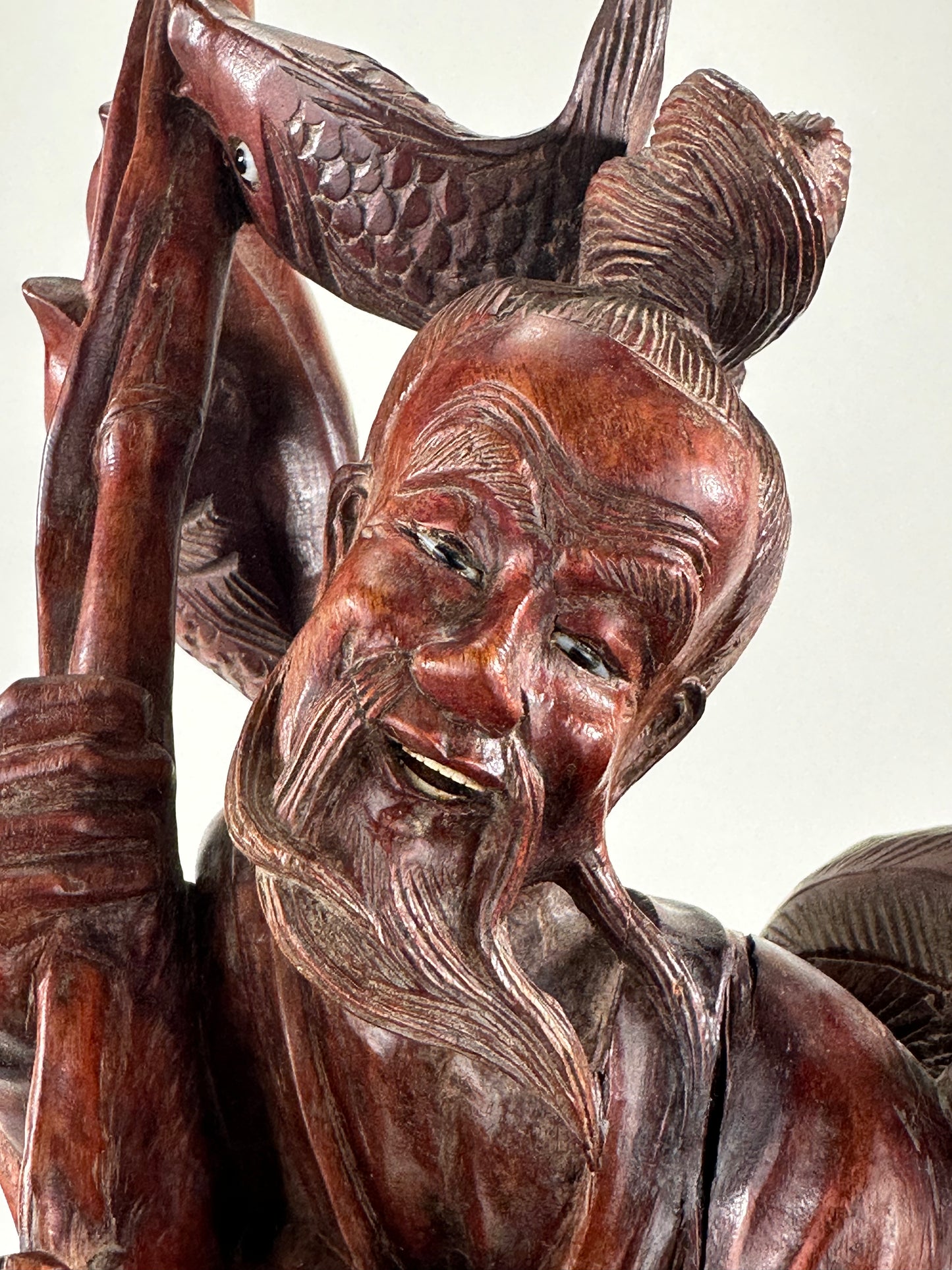 Antique Chinese Carved Wooden Statue of Shoulao 19”