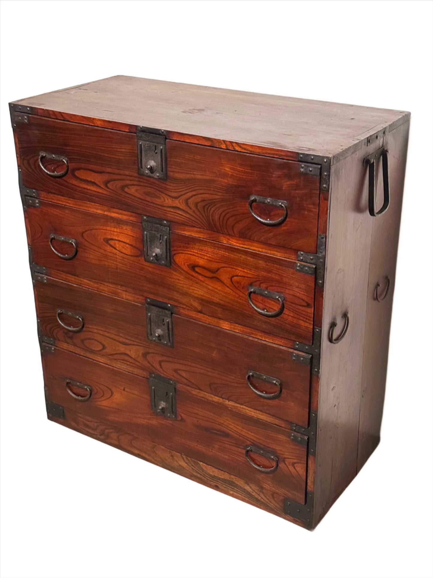 Antique Japanese Meiji Era Clothing Tansu Chest Keyaki Wood 36"