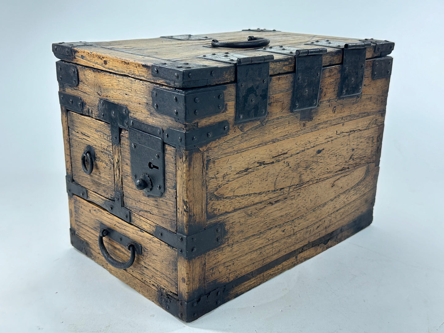 Antique Japanese c.1880’s Kiri Wood Suzuribako Calligraphy Tansu Chest 12"