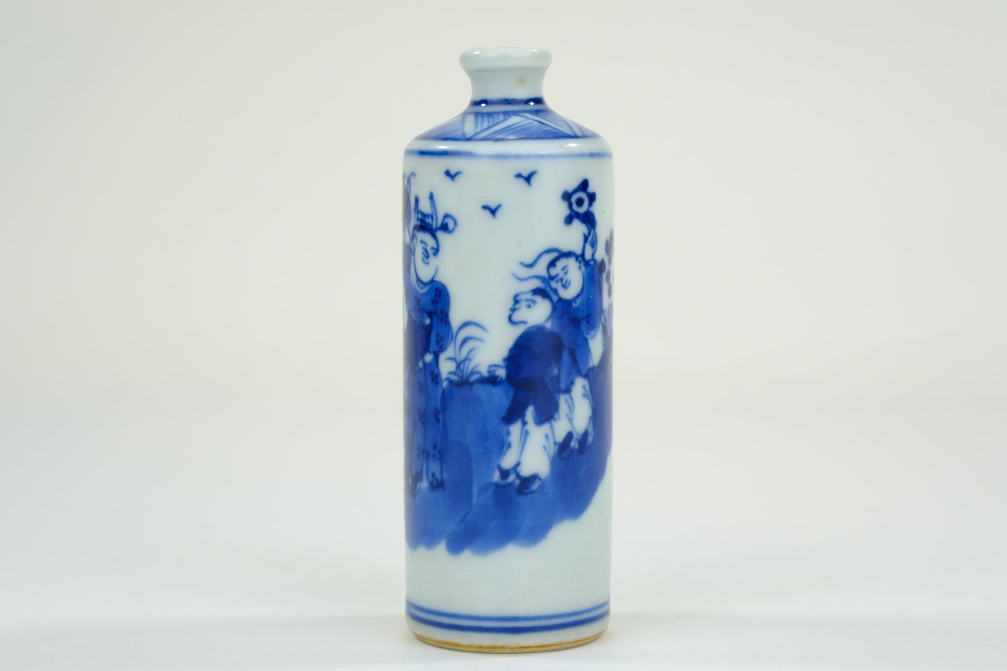 Vintage Chinese Porcelain Blue & White Snuff Bottle 3"