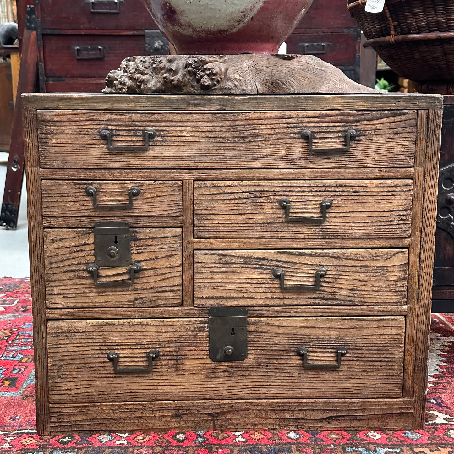 Antique Japanese Meiji Era (c1860’s) Kodansu Personal Tansu 6 Drawer 25"W