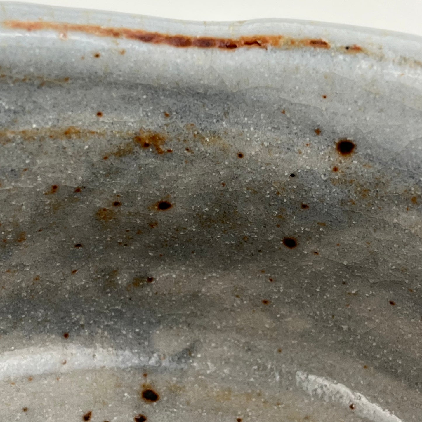 Tea Ceremony Chawan Tea Bowl White Over Rust Glaze 5"