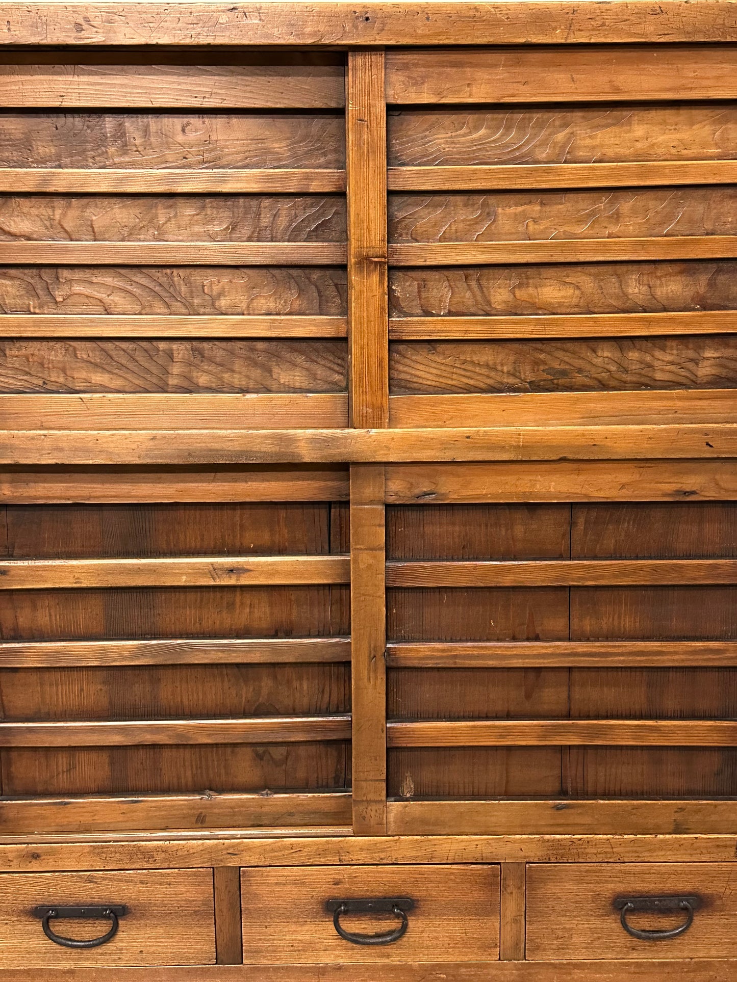 Antique Japanese Getabako Meiji Era c1890’s Sugi Wood 36"