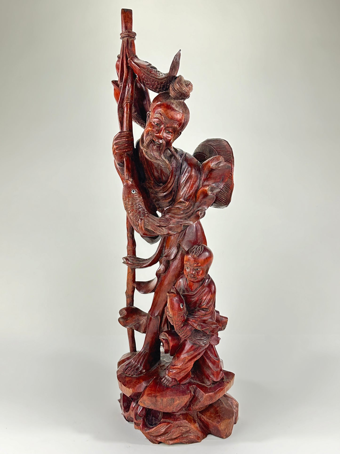 Antique Chinese Carved Wooden Statue of Shoulao 19”