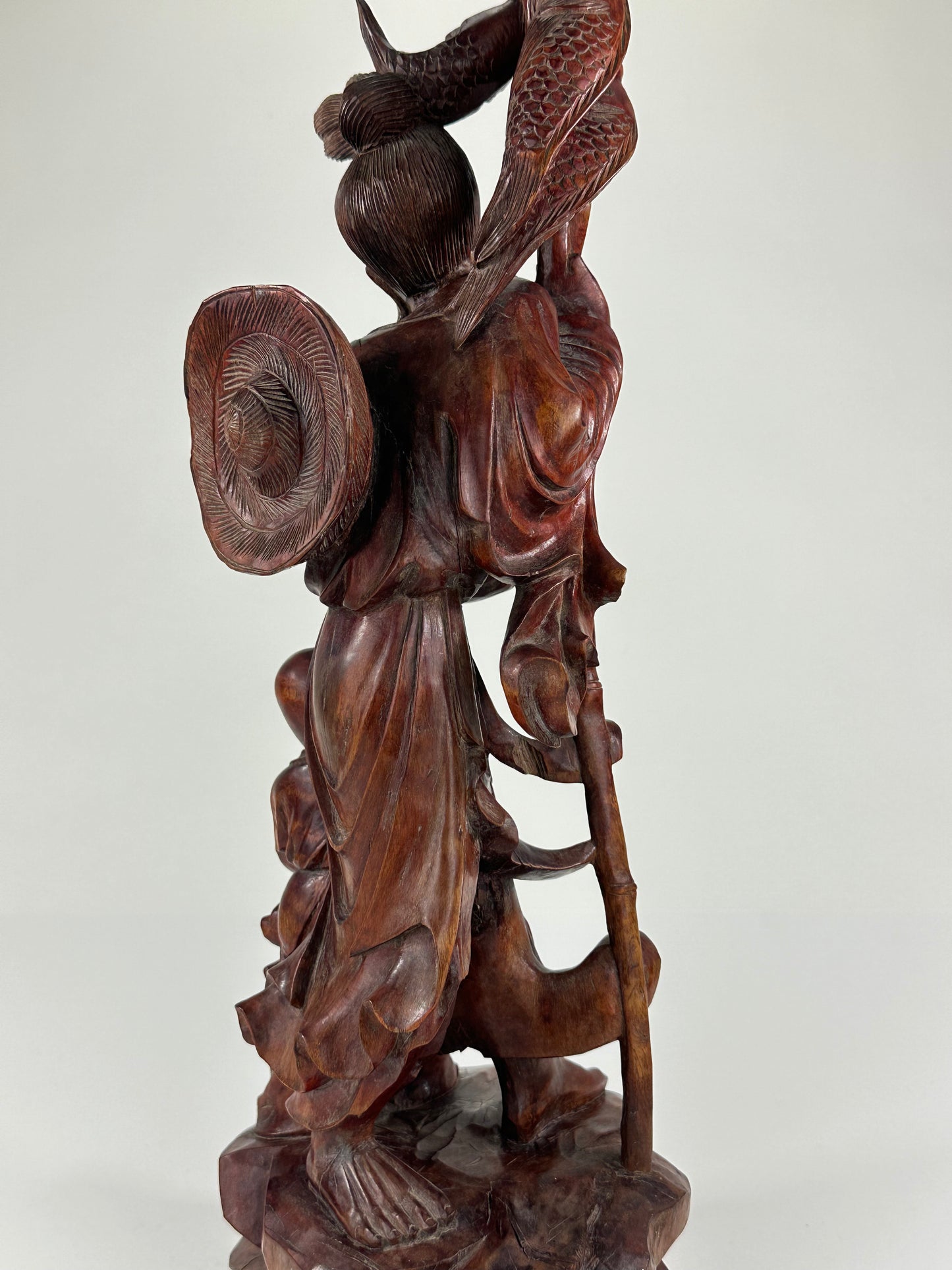 Antique Chinese Carved Wooden Statue of Shoulao 19”