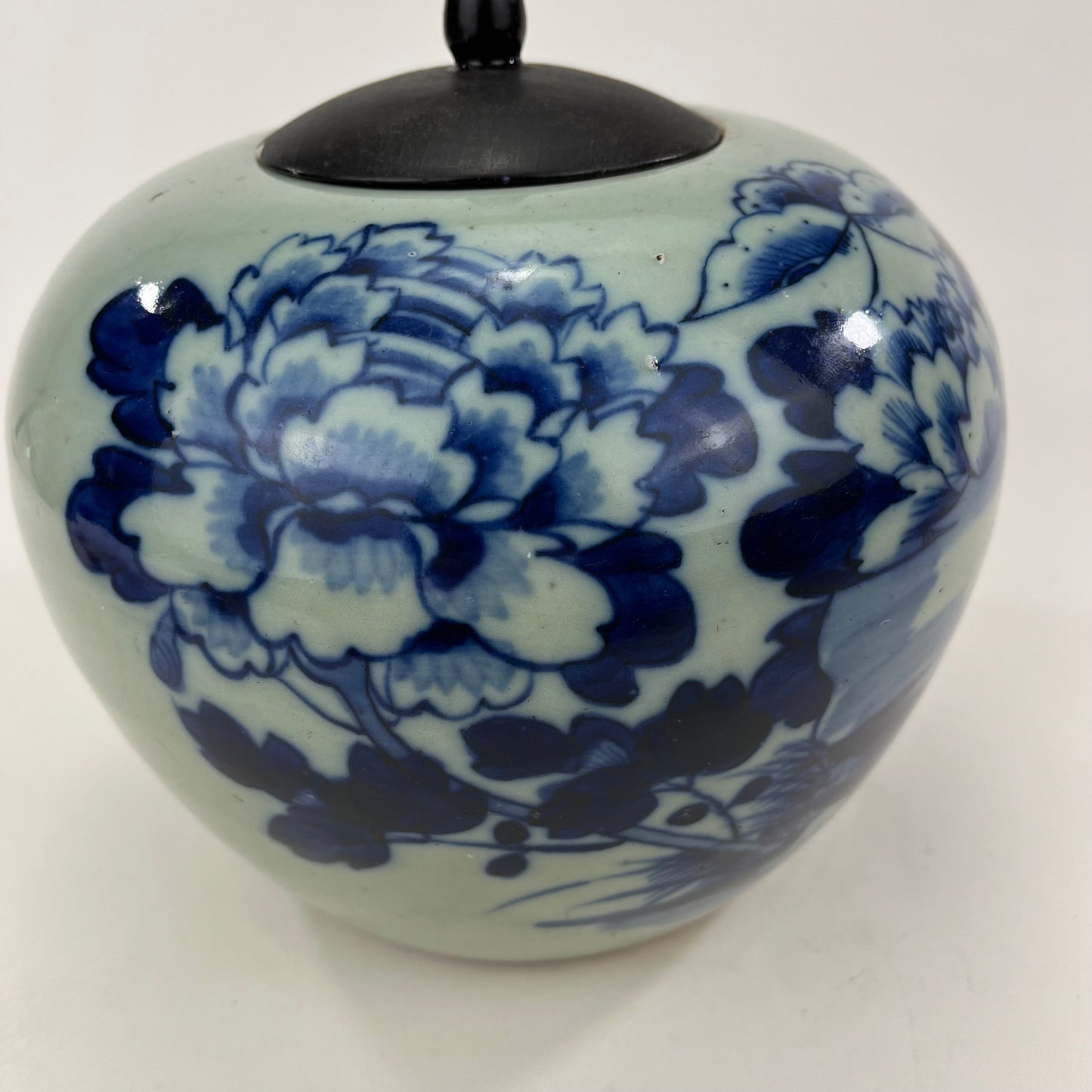 Antique Chinese Qing 19th Century Blue & White Ginger Jar Hand Painted 8"